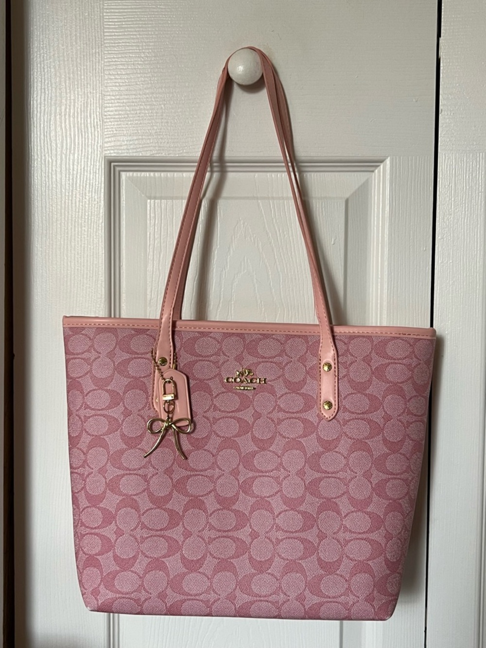 Coach Pink Signature Canvas Tote